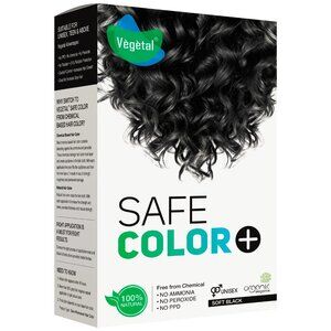 Vegetal Safe Hair Color - Soft Black 100g. Certified Organic for Men & Women